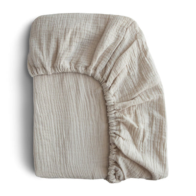 Extra Soft Muslin Crib Sheet - Fog by Mushie & Co Bedding Mushie & Co   
