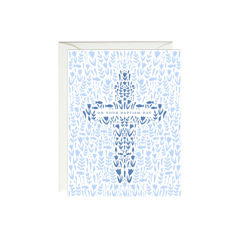 Floral Baptism Cross Card by Paula & Waffle