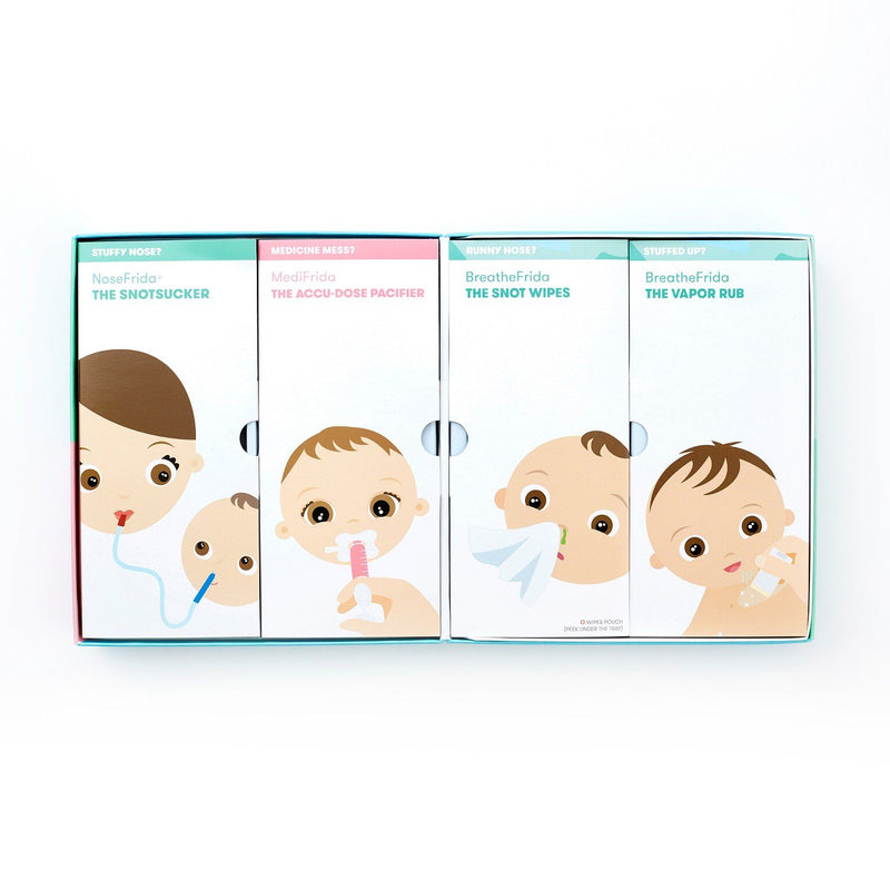 Frida Baby Sick Day Prep Kit: NoseFrida Snotsucker, MediFrida Pacifier,  BreatheFrida Wipes, VaporRub 