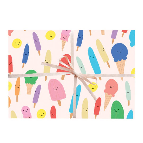 Ice Cream Gift Wrap - Roll with 3 Sheets by Paula & Waffle