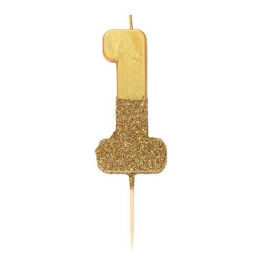 Gold Glitter Number Candle by Talking Tables