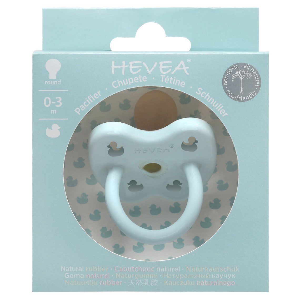 Duke Pacifier Duck Round Natural Rubber Pacifier - Baby Blue by Hevea – Pacifier Kids ...