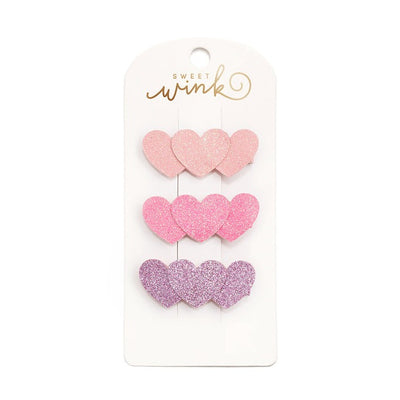 Triple Heart Hair Clips - Set of 3 by Sweet Wink Accessories Sweet Wink   