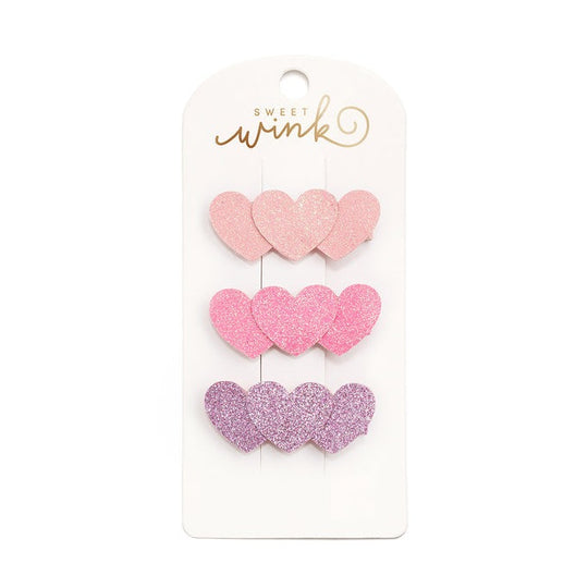 Triple Heart Hair Clips - Set of 3 by Sweet Wink