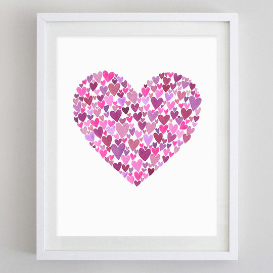 Hearts Watercolor Print by Carly Rae Studio