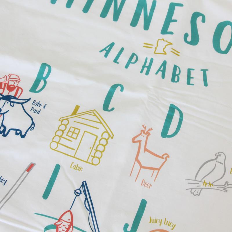 Minnesota Alphabet Baby Blanket and Play Mat - Large Silver Cuddle by Abbey&