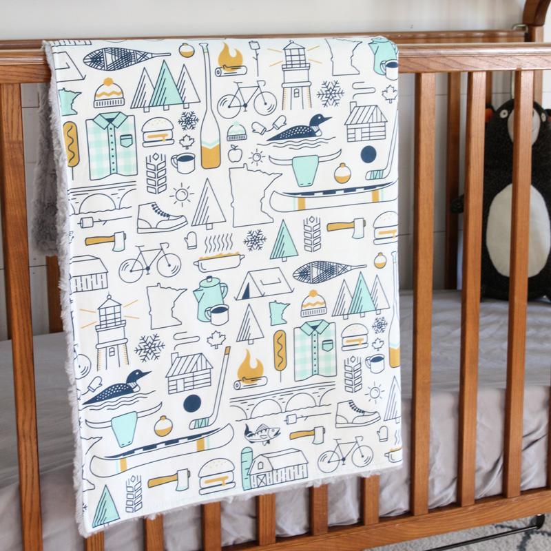 Minnesota Icons Baby Blanket and Play Mat - Large Silver Cuddle by Abbey&