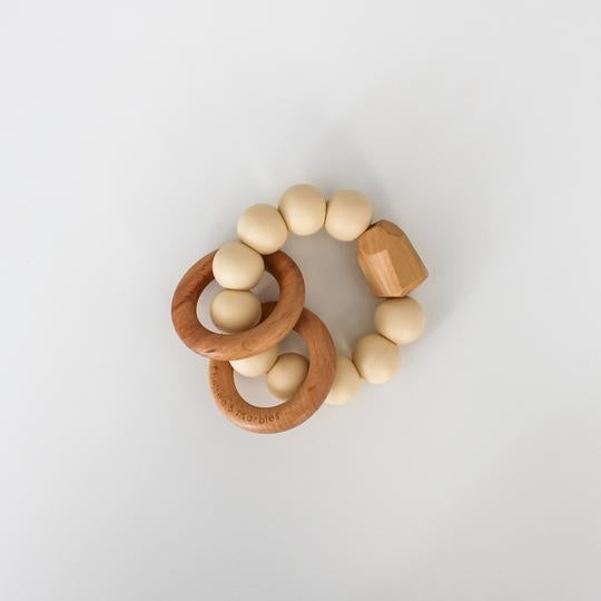 Wood and Silicone Teething Rattle - Sedona Wheat by Chelsea and Marbles