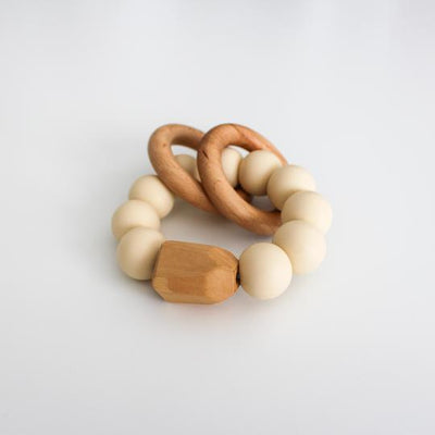 Wood and Silicone Teething Rattle - Sedona Wheat by Chelsea and Marbles Toys Chelsea and Marbles   