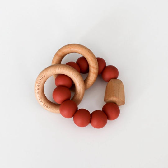 Wood and Silicone Teething Rattle - Sedona Clay by Chelsea and Marbles