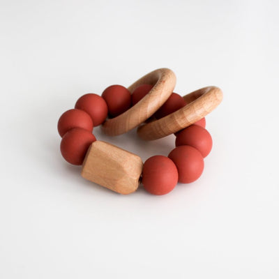 Wood and Silicone Teething Rattle - Sedona Clay by Chelsea and Marbles Toys Chelsea and Marbles   