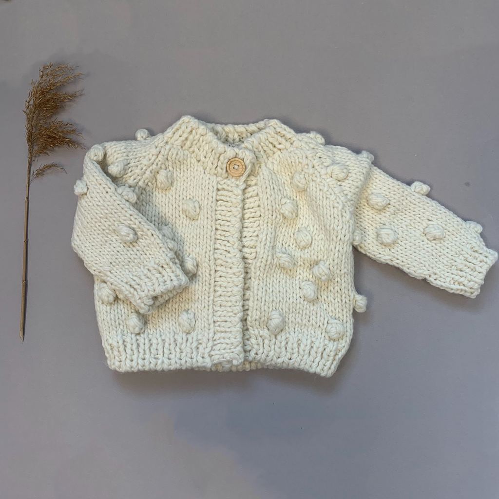 Popcorn Hand Knit Cardigan Sweater - Cream by The Blueberry Hill ...