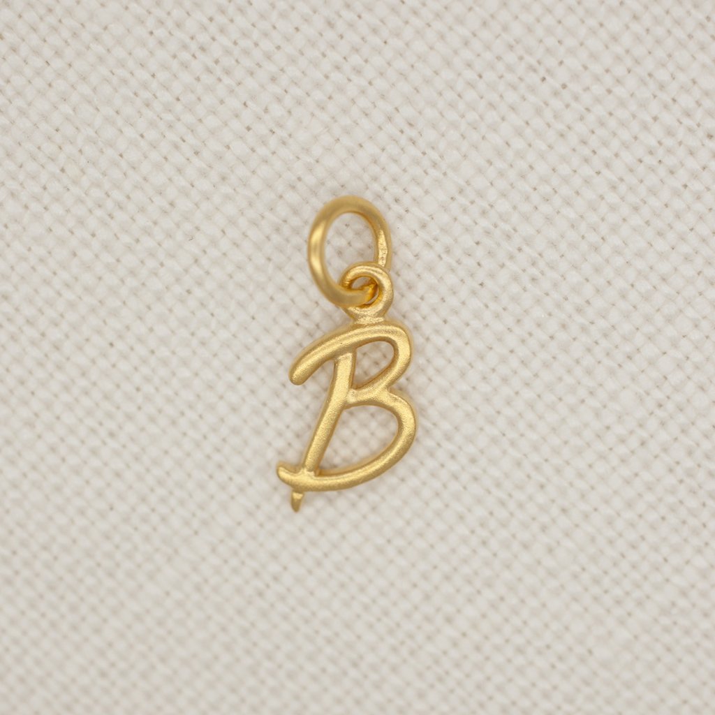 Gold Script Initial Pendant by Wallin + Buerkle Accessories Wallin + Buerkle - Letter B charm on white background   