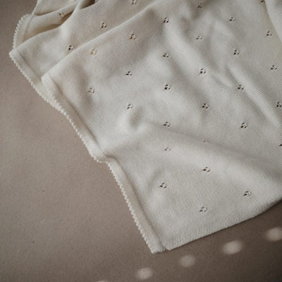 Knitted Pointelle Baby Blanket - Beige Melange by Mushie & Co Bedding Mushie & Co   