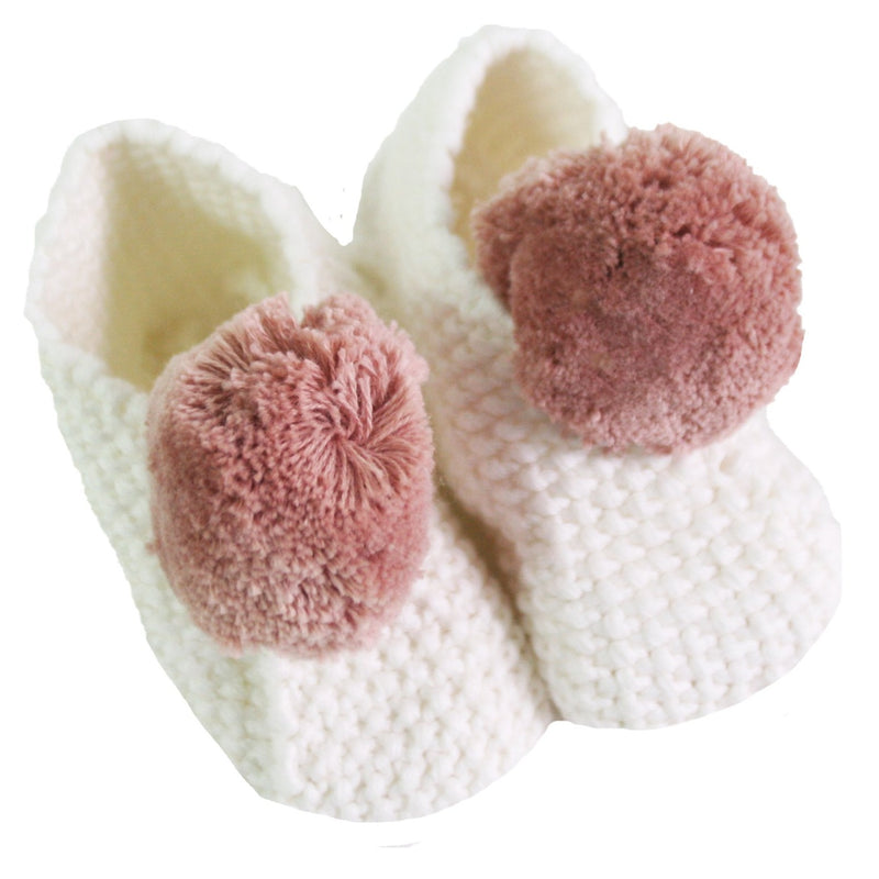 Baby Pom Pom Slippers by Alimrose Shoes Alimrose Ivory Pink  