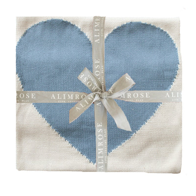 Baby Heart Blanket - Natural + Blue by Alimrose