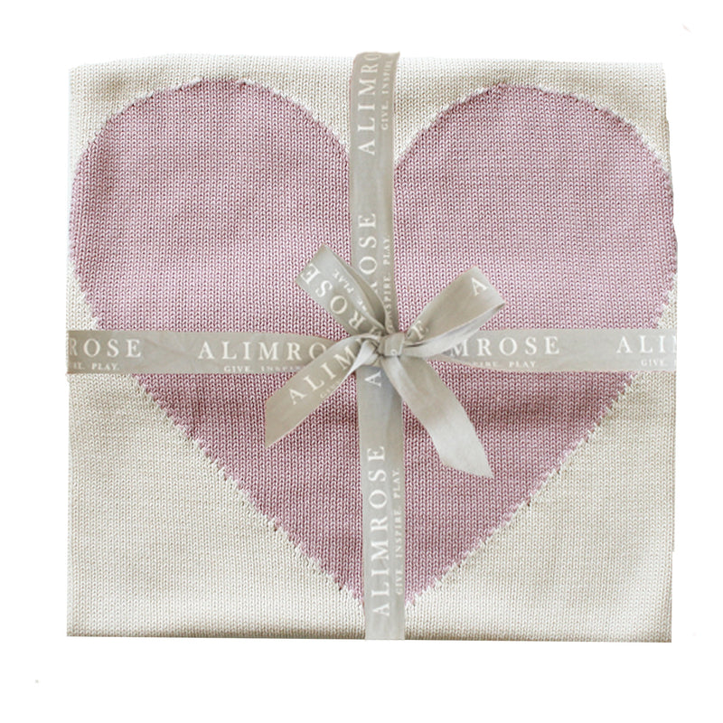 Baby Heart Blanket  - Natural + Pink by Alimrose