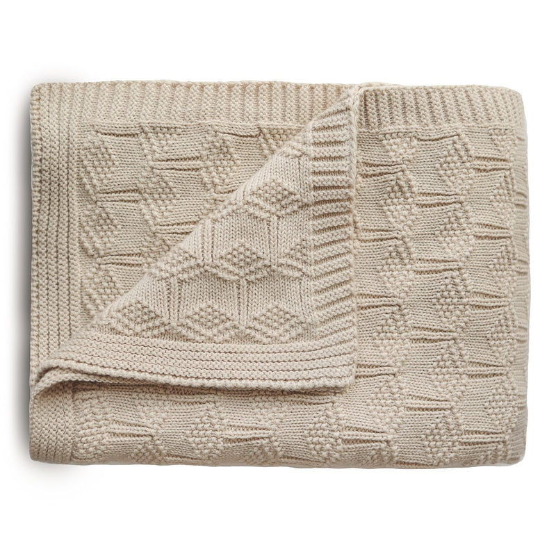 Knitted Honeycomb Baby Blanket - Beige by Mushie & Co Bedding Mushie & Co   