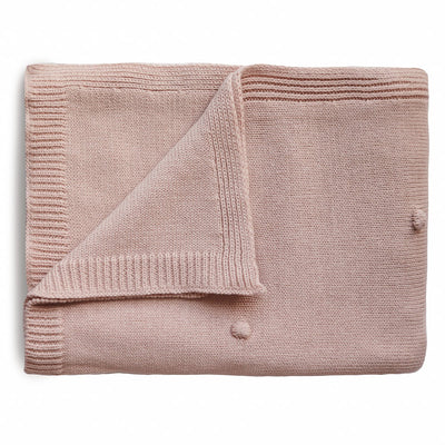 Knitted Textured Dots Baby Blanket - Blush by Mushie & Co Bedding Mushie & Co   
