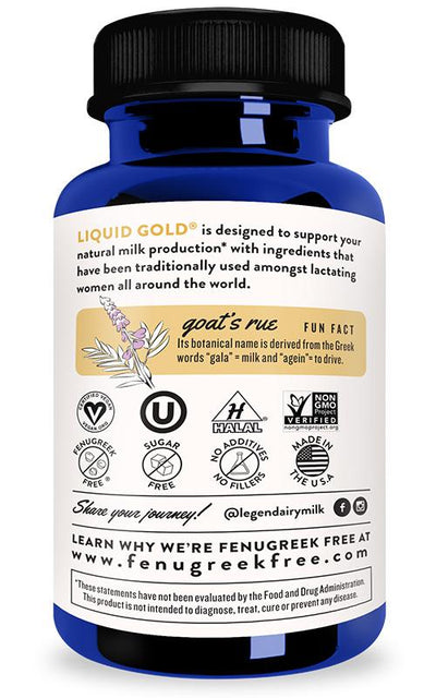 Liquid Gold Organic Lactation Blend - 60 Capsules Nursing + Feeding Legendairy Milk   