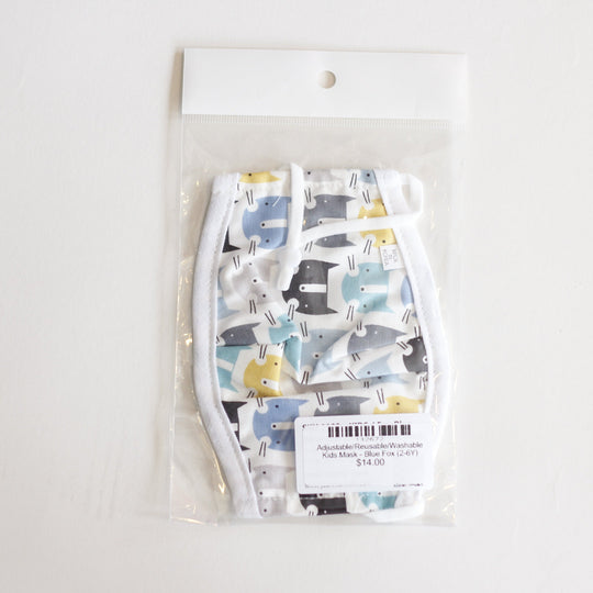 Adjustable/Reusable/Washable Kids Mask - Blue Fox (2-6Y)
