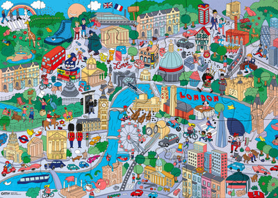 54 Piece City Mini Puzzle - London by OMY Toys OMY   