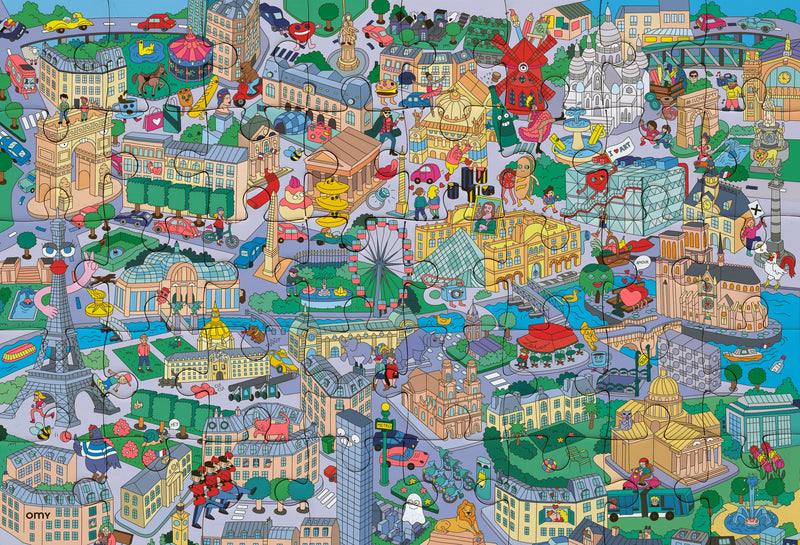 54 Piece City Mini Puzzle - Paris by OMY Toys OMY   