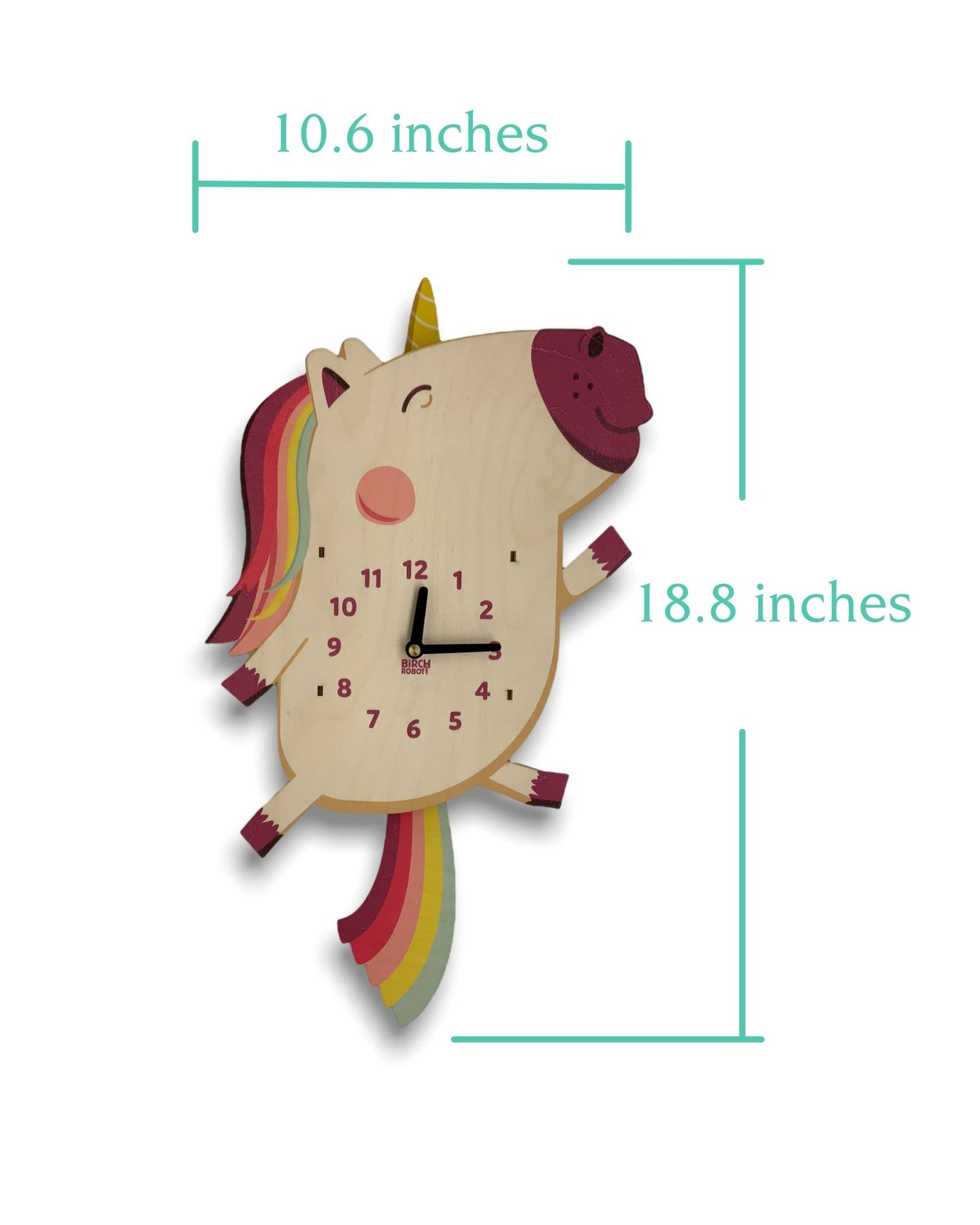 Dolly the Unicorn Double Pendulum Clock by Birch Robot Decor Birch Robot   