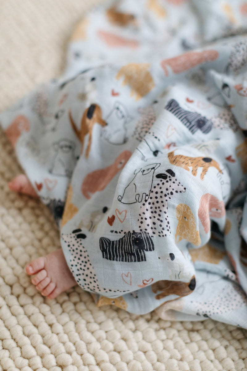 Luxe Muslin Swaddle - Honey Puppies by Loulou Lollipop