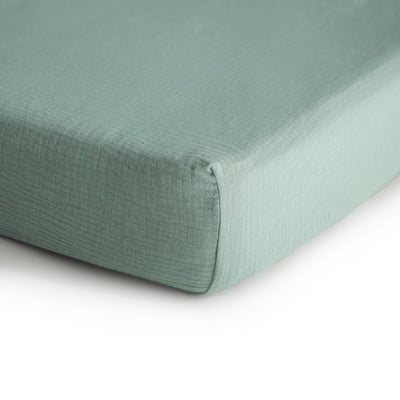 Extra Soft Muslin Crib Sheet - Roman Green by Mushie & Co Bedding Mushie & Co   