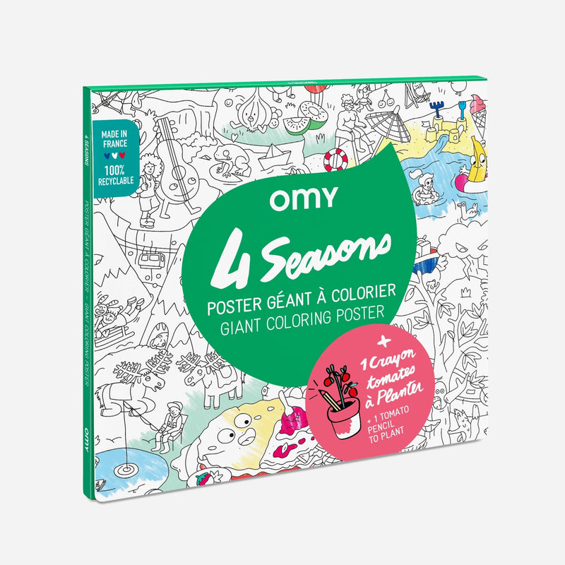 4 Seasons Giant Coloring Poster With Tomato Seeds Pencil by OMY Toys OMY   