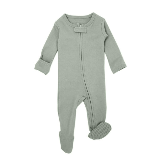 Organic Zipper Footie - Seafoam by Loved Baby