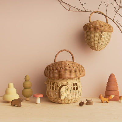 Rattan Mushroom Basket - Natural by Olli Ella Accessories Olli Ella   
