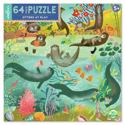 64 Piece Puzzle - Otters at Play by Eeboo Toys Eeboo   
