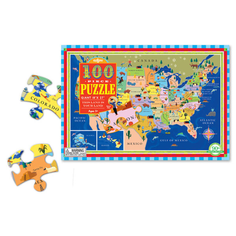 100 Piece Puzzle - This Land is Your Land by Eeboo Toys Eeboo   