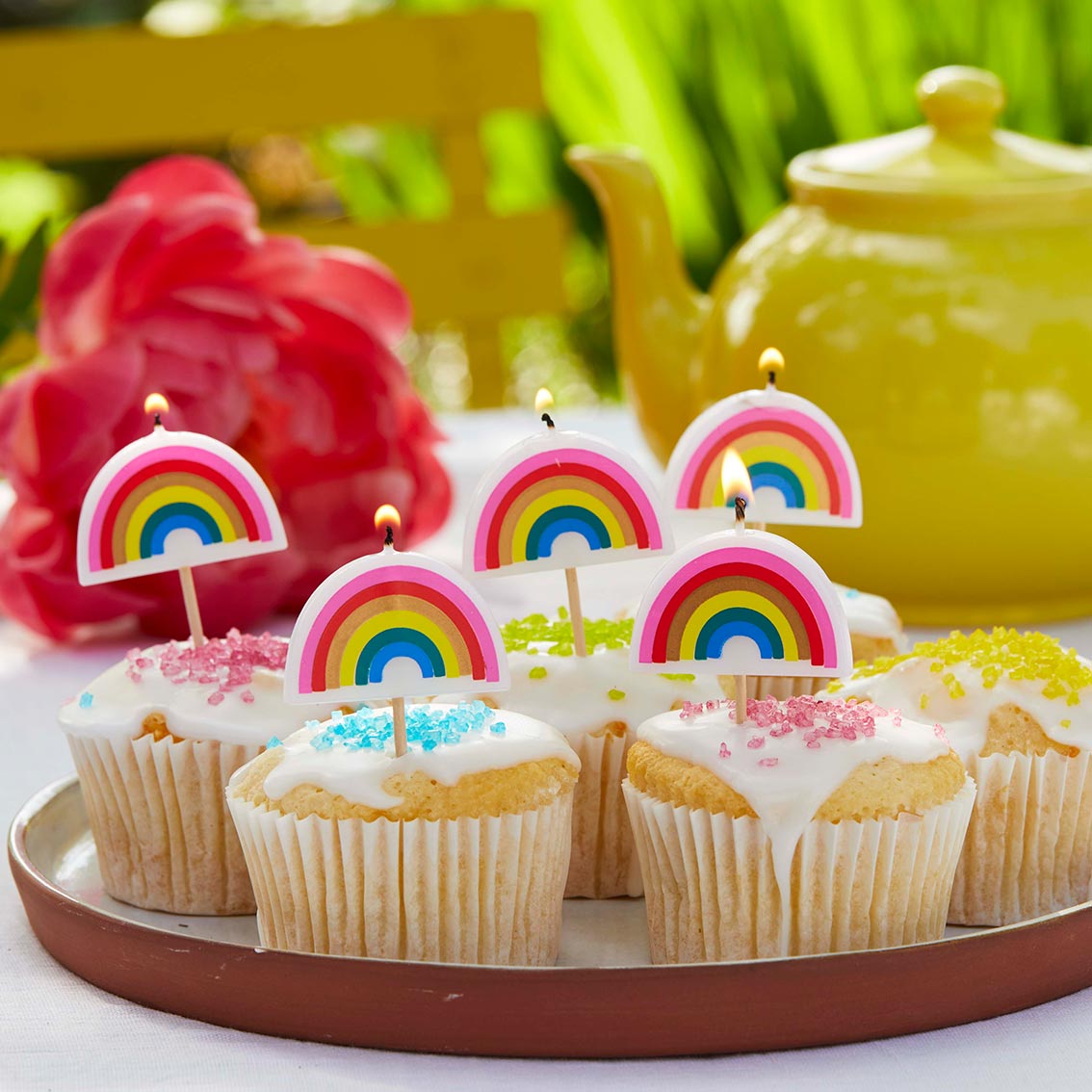 Rainbow Candles 5 Pack by Talking Tables Paper Goods + Party Supplies Talking Tables   