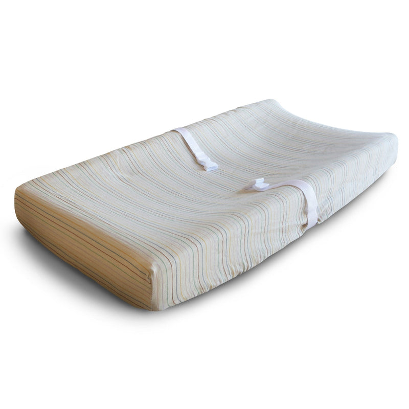 Extra Soft Changing Pad Cover - Retro Stripes by Mushie & Co Bath + Potty Mushie & Co   