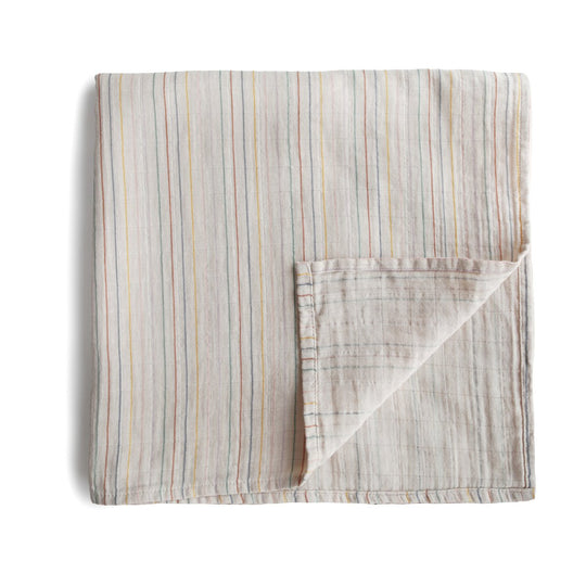 Organic Muslin Swaddle - Retro Stripes by Mushie & Co