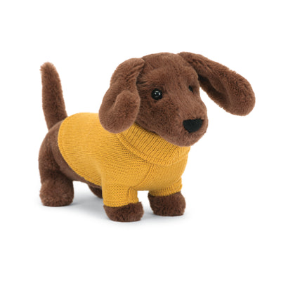 Sweater Sausage Dog Yellow - 9 Inch by Jellycat Toys Jellycat   