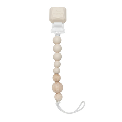 Color Pop Silicone + Wood Pacifier Clip - Coconut Milk by Loulou Lollipop Infant Care Loulou Lollipop   