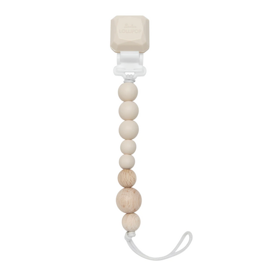 Color Pop Silicone + Wood Pacifier Clip - Coconut Milk by Loulou Lollipop
