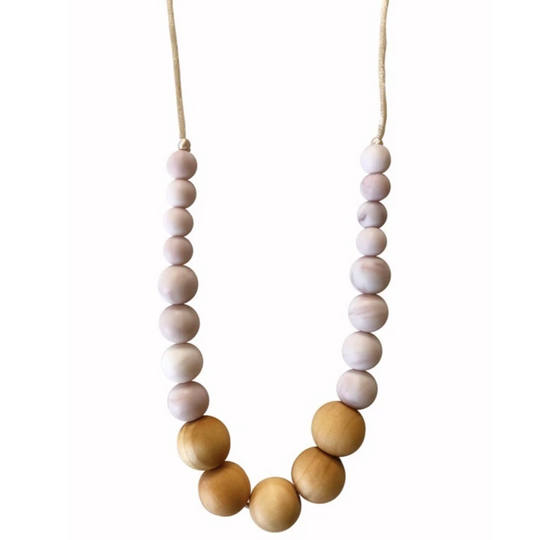 Landon Teething Necklace - Rose Quartz by Chewable Charm