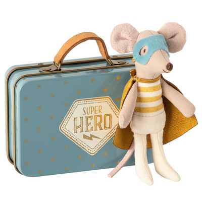 Super Hero Mouse in Suitcase by Maileg Toys Maileg   