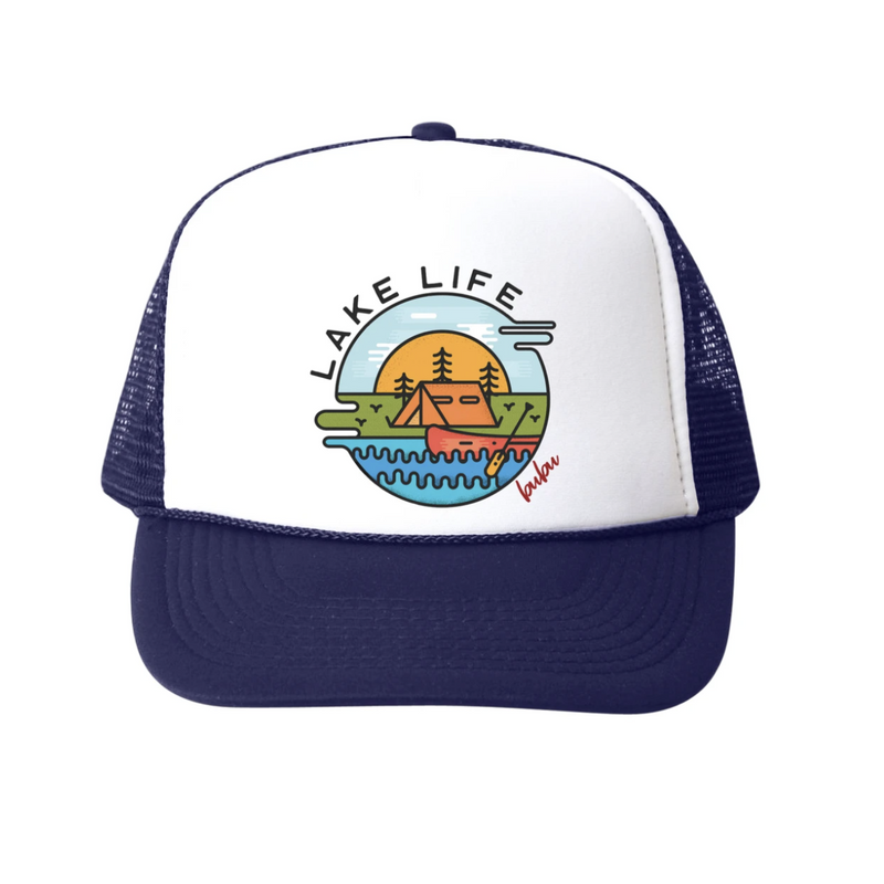 Lake Life Trucker Hat - Navy by Bubu Accessories Bubu   