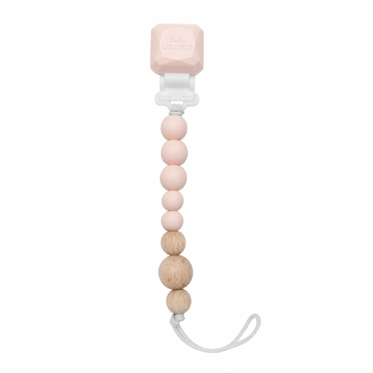 Color Pop Silicone + Wood Pacifier Clip - Pink Quartz by Loulou Lollipop