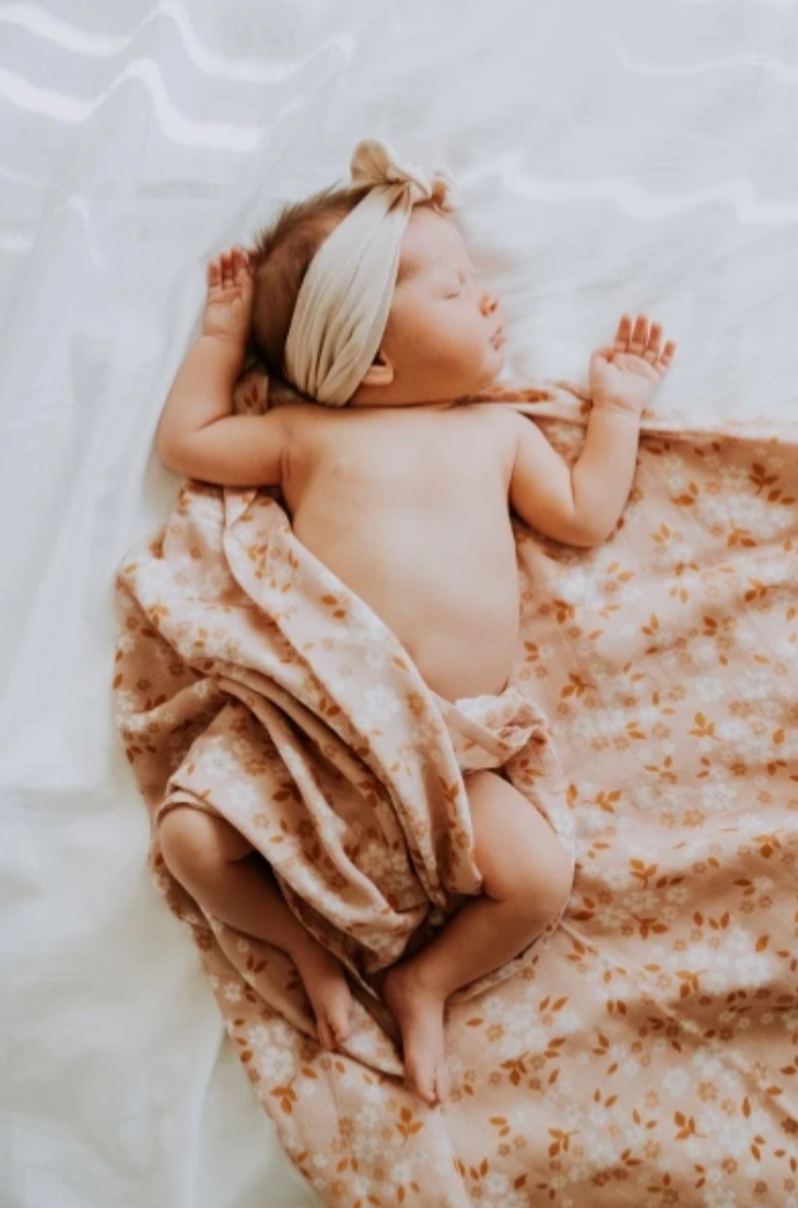 Whimsy Floral Swaddle - Multi Peach by Mini Wander Bedding Mini Wander   