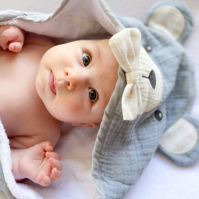 Petit Bear Terry Muslin Baby Towel and Washcloth Set by Mon Ami Bath + Potty Mon Ami   