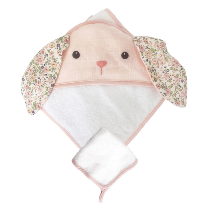 Petit Bunny Terry Muslin Baby Towel and Washcloth Set by Mon Ami Bath + Potty Mon Ami   
