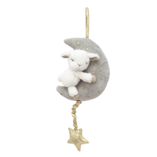 Plush Lamb and Moon Musical Mobile by Mon Ami