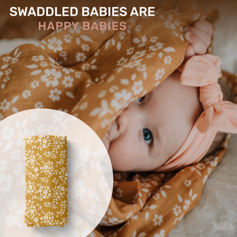 Whimsy Floral Swaddle - Mustard by Mini Wander Bedding Mini Wander   